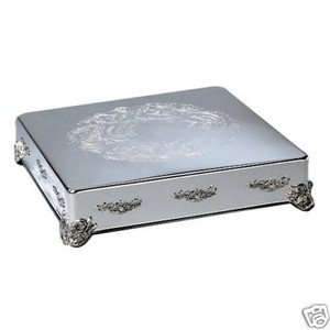 Silver Plate Embossed Cake Stand Plateau 14" Square