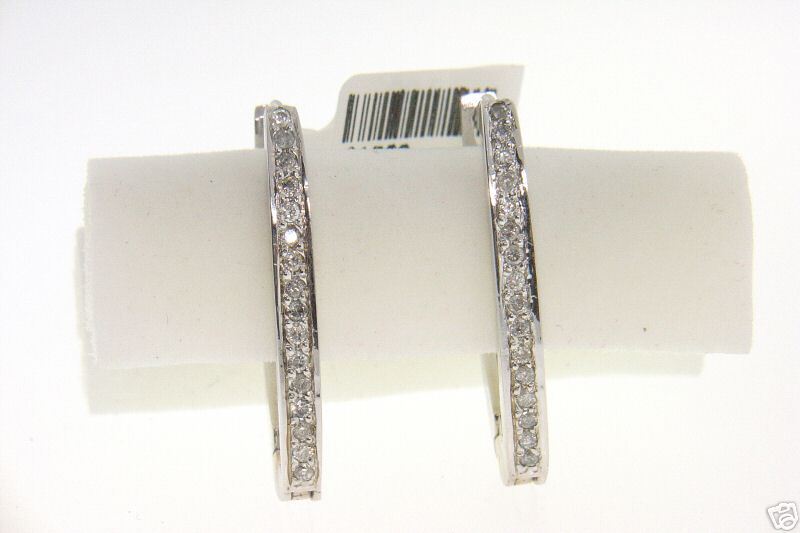 50 CT DIAMOND &14KT WHITE GOLD LADIES HOOP EARRINGS  