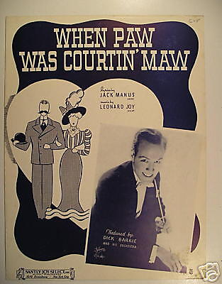 Sheet Music WHEN PAW WAS COURTIN MAW comic 1938  