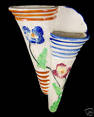 Vintage K Japan Double Wall Hanging Vase Ceramic  
