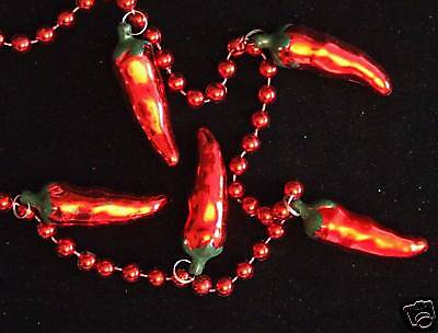 FIVE RED HOT CHILI PEPPERS Mardi Gras Beads Pepper  