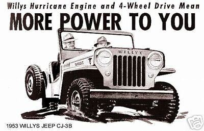 1953 WILLYS JEEP CJ 3B ~ MORE POWER TO YOU ~ MAGNET  