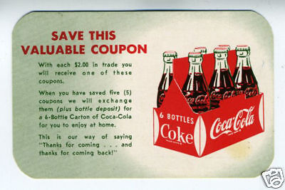 1950s Coupon for Carton of Coca Cola Graphics  