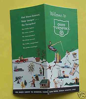 1950s Ohio Turnpike road map brochure pre interstate  