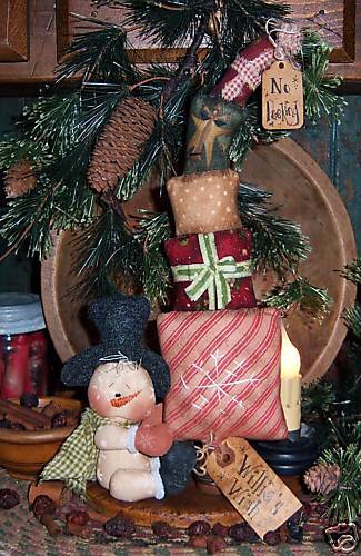 Primitive Snowman Chistmas Snow Doll Ornie Pattern #374  