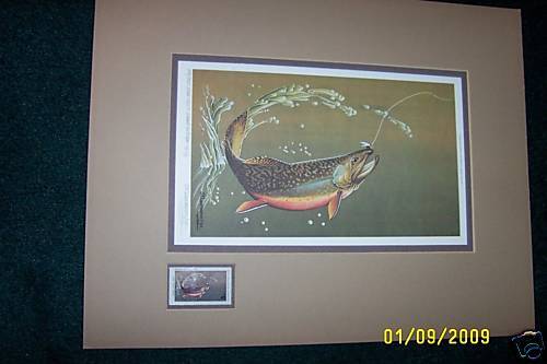 1979 Iowa Trout Landenberger Print signed w/stamp BW  