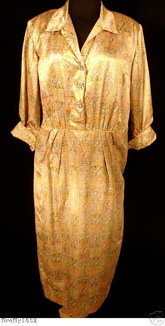 VINTAGE 1950S SILK DESIGNER NAT KAPLAN DRESS  