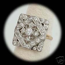 14KT WHITE AND YELLOW GOLD DIAMOND FILAGREE RING 1920S  
