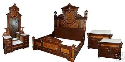 Piece Walnut Victorian Bedset by Thomas Brooks  