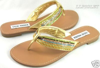 STEVE MADDEN SHOE PINK MULTI SARAT THONG SANDAL FLAT 8  