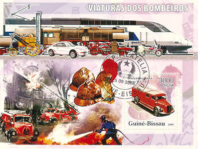 Stamp with Fire Engines, Cars, Trains Motor Bikes   PW  