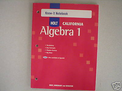 Holt California Algebra 1 Know It Notebook 2008  