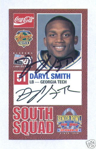 DARYL SMITH AUTO 2004 SENIOR BOWL GEORGIA TECH JAGUARS  