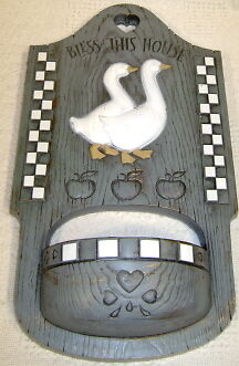 Vintage Homco Burwood Blue Goose Duck Wall Pocket  