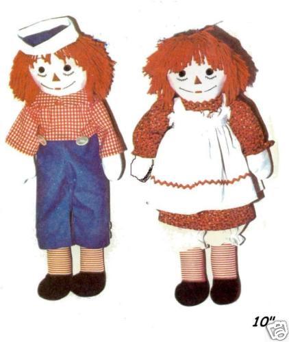RAGGEDY ANN AND RAGGEDY ANDY DOLL PATTERN 10 tall  