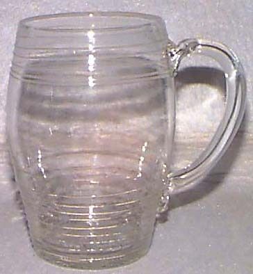 c1785 hand blown glass Barrel Mug w/threading Amelung ?  