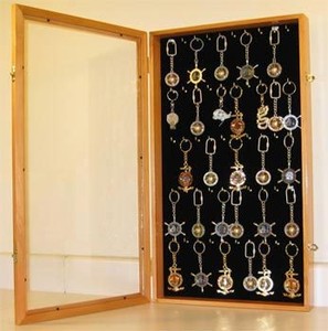 Keychain Display Case Wall Cabinet Shadow Box with door, Hardwood ...