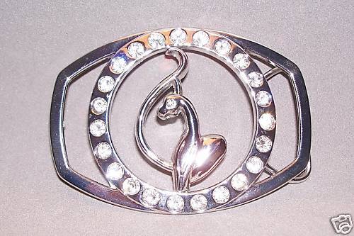 SILVER BABY PHAT BELT BUCKLE WITH STONES BB120  