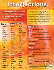 INTERJECTIONS Parts of Speech Grammar Poster Chart NEW  