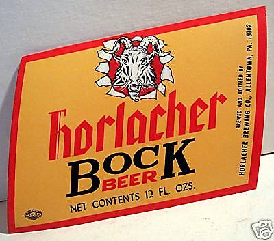 Horlacher Bock Beer Bottle Label Allentown Pa