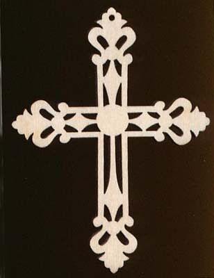 Cutwork Cross Ornament Unfinished Wood Cutout #1544 4  