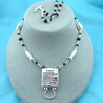 Lords Prayer Religious Eyeglass or ID Holder Necklace  