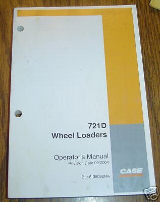 Case 721D Wheel Loader Operators Manual book catalog  