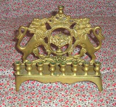 RARE 19c BRONZE FIGURAL MENORAH judaica jewish POLISH  