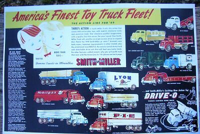 THREE SMITH MILLER TOY TRUCK POSTERS ~ 1949 1950 1953  