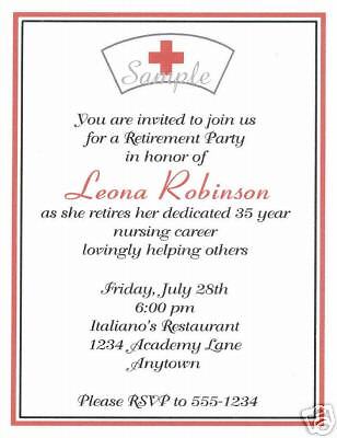 20 Custom Retirement Party Invitations/Nursing/Nurse  