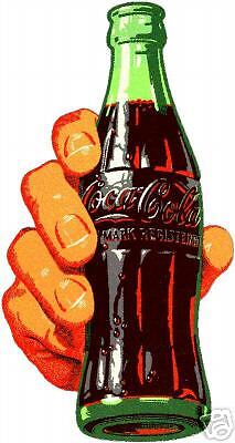 COKE BOTTLE WITH HAND HOLDING IT VINYL STICKER (A606)  