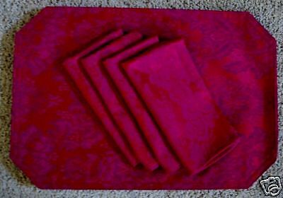 Pc.Set Burgundy/Dk.Red Damask Placemats &Napkins  NEW  