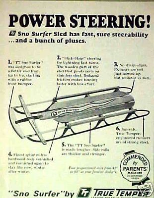   TemperSno SurferWinter Snow Sled Vintage Kids Toy Trade Ad  