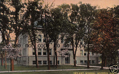 Early Algona Iowa Bryant School Old PC IA Postcard