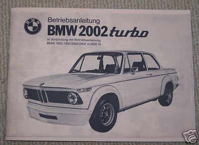 BMW 2002 turbo Owner's Manual 1971-1975 duplicate