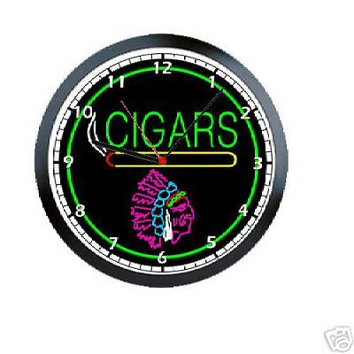 Cigar Store Indian Neon Color Cigars Wall Clock #176  