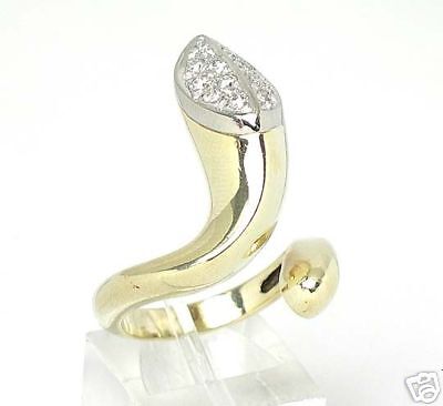 STUNNING VINTAGE 14k TWO TONE GOLD & DIAMOND SNAKE RING  