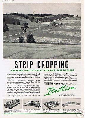 1951 Brillion Seeder Farming Strip Cropping Vintage Ad  