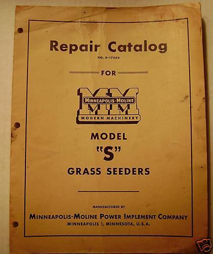 Minneapolis Moline S Grass Seeder Parts Catalog book mm  