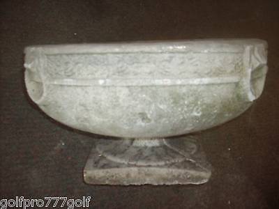 PAIR OF CHIC OLD ANTIQUE CONCRETE GRECIAN GARDEN URNS PLANTERS  