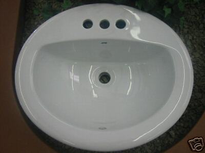 Oval Bathroom Sink Lav 20 x 18 White Drop In  
