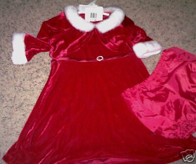 NWT Girls 24 months red velour dress fur collar jacket  