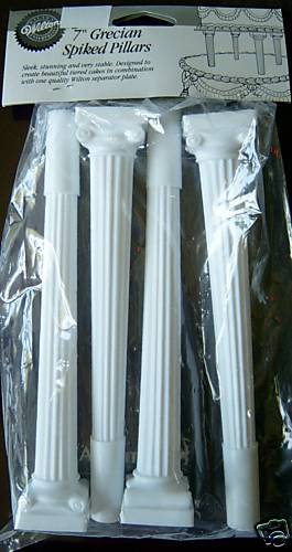 WILTON 7 white grecian spiked pillars cake tiers  