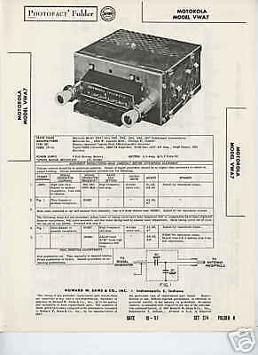 Motorola VWA7 Car Radios Sams Photofact  