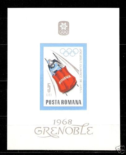 Romania 1967 Grenoble,Bobsleigh, Bl.64, MNH  